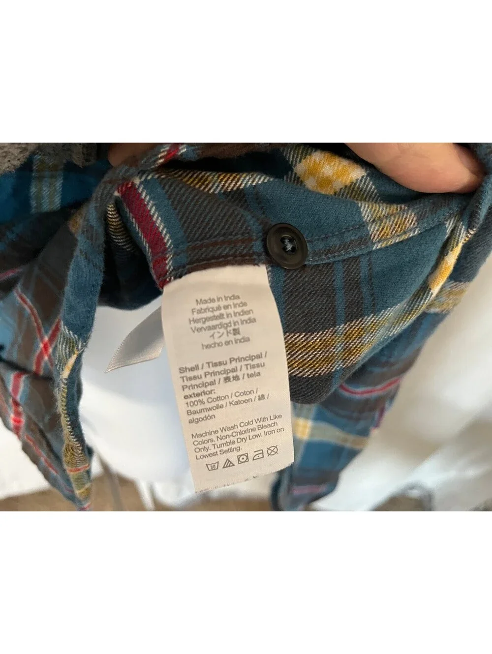 J. Crew Men's Blue Yellow Red Midweight l/s Flannel Shirt Slim Fit Large L